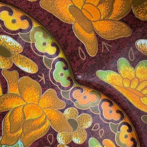 Daher Decorated Ware 1971 Tray Autumn Floral Brown Orange Green Turquoise - Picture 2 of 9